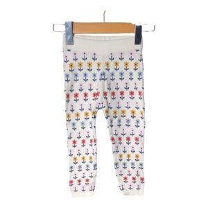 Hanna Andersson Sweater Knit Leggings Cream‎ Floral Size 3T (90cm)